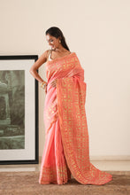 Load image into Gallery viewer, Watermelon Pink Appliqué Saree
