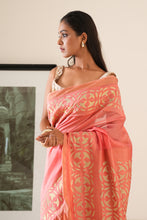 Load image into Gallery viewer, Watermelon Pink Appliqué Saree
