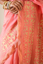 Load image into Gallery viewer, Watermelon Pink Appliqué Saree
