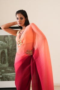 Plum Ombre Pleated Georgette Saree