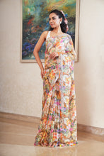 Load image into Gallery viewer, Floral Printed Linen Saree
