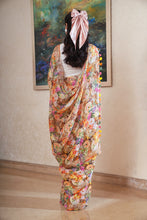 Load image into Gallery viewer, Floral Printed Linen Saree
