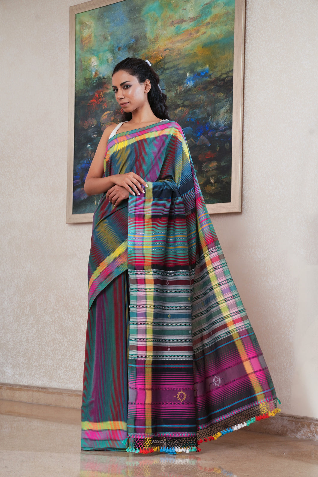 Striped Bhujodi Cotton Saree