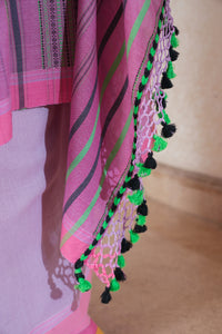 Pink And Lavender Cotton Bhujodi Saree