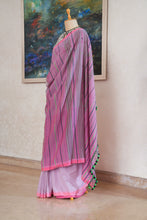 Load image into Gallery viewer, Pink And Lavender Cotton Bhujodi Saree
