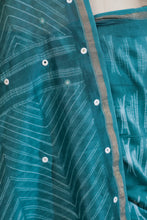 Load image into Gallery viewer, Teal and Pearl White Shibori Chanderi Saree
