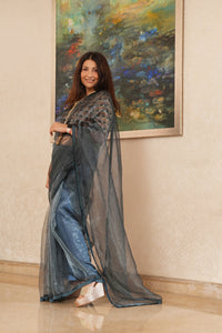 Moonlight Blue Organza Saree