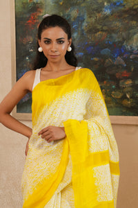 Shibhori Yellow Matka Silk Saree