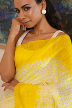 Load image into Gallery viewer, Shibhori Yellow Matka Silk Saree
