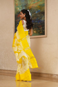 Shibhori Yellow Matka Silk Saree