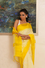 Load image into Gallery viewer, Shibhori Yellow Matka Silk Saree
