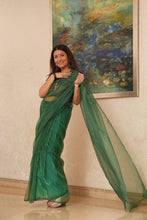 Load image into Gallery viewer, Emerald Green Tissue Organza Saree
