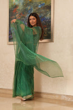 Load image into Gallery viewer, Emerald Green Tissue Organza Saree
