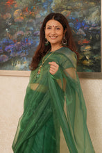 Load image into Gallery viewer, Emerald Green Tissue Organza Saree
