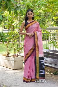 Rosewood Pink Silk Saree