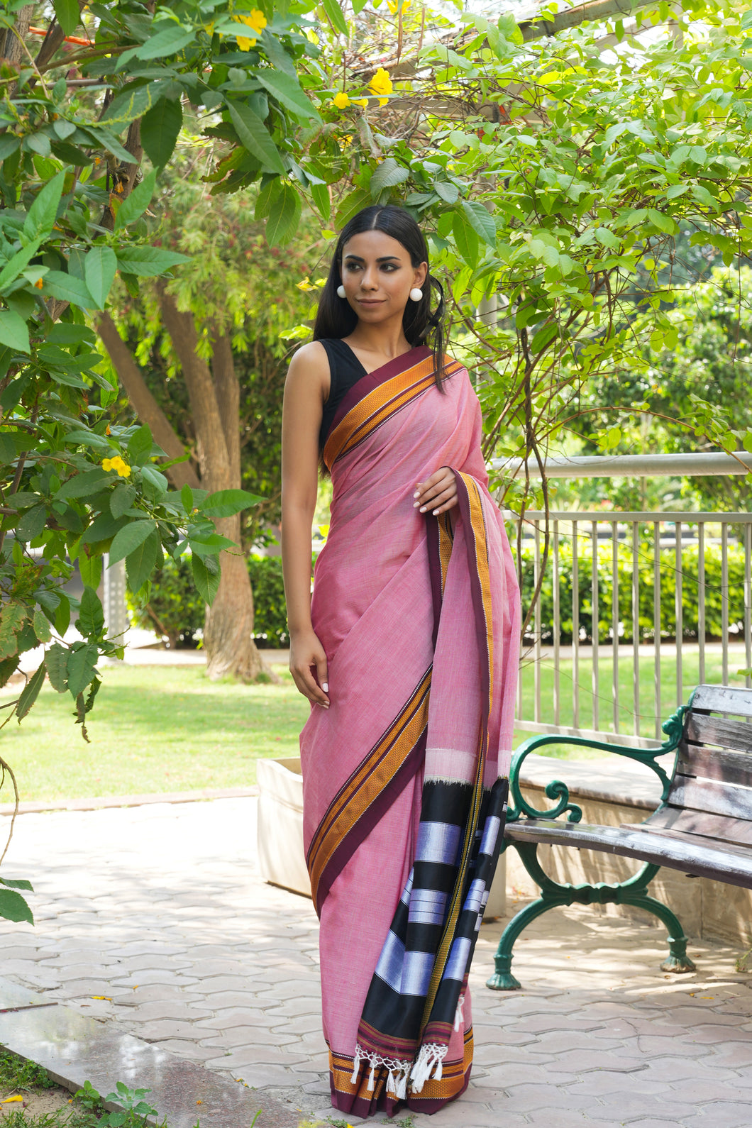 Rosewood Pink Silk Saree