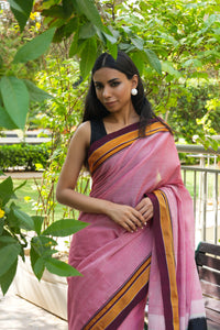 Rosewood Pink Silk Saree