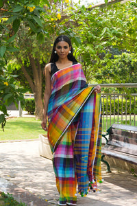 Multicolored Mulmul Saree