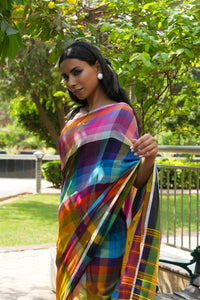 Multicolored Mulmul Saree