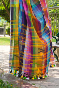 Multicolored Mulmul Saree