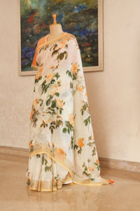 Peach Blossom Linen Saree