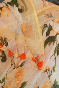 Peach Blossom Linen Saree