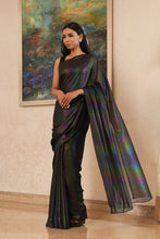 Load image into Gallery viewer, Black Georgette Saree with Metallic Tints
