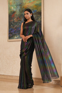 Black Georgette Saree with Metallic Tints