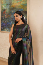 Load image into Gallery viewer, Black Georgette Saree with Metallic Tints
