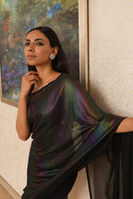 Load image into Gallery viewer, Black Georgette Saree with Metallic Tints
