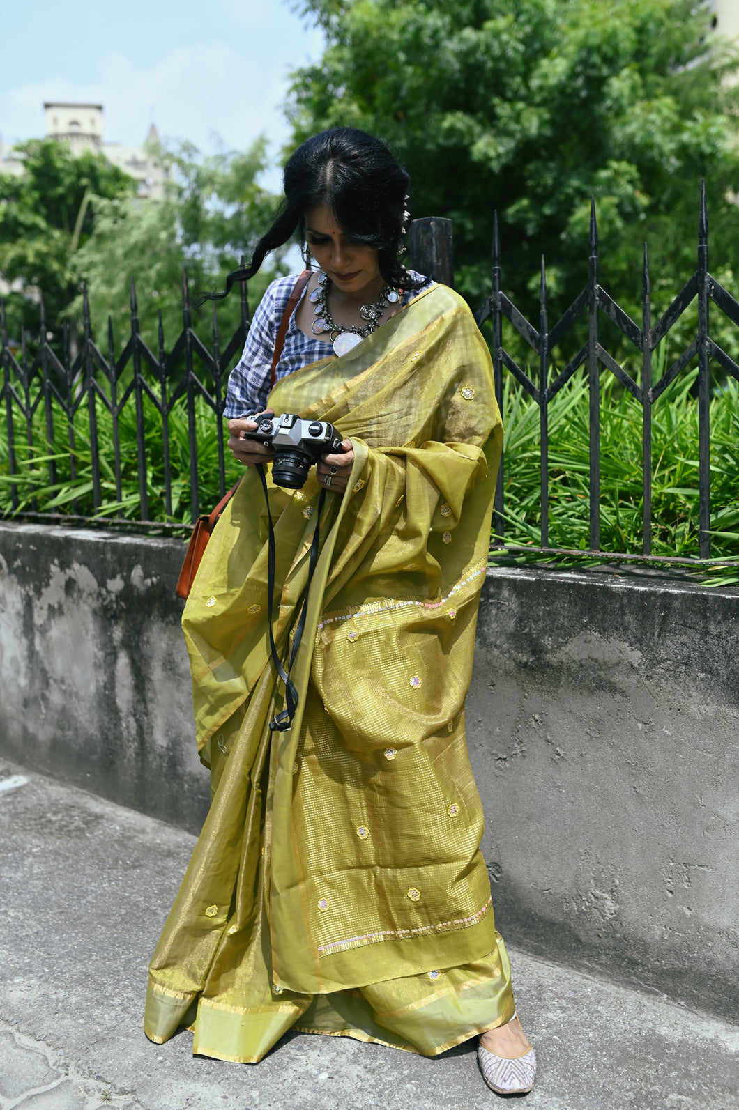 Sage Green Chanderi Saree