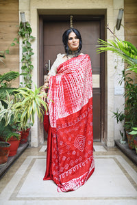 Hibiscus Red Modal Silk Saree