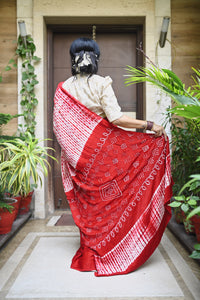 Hibiscus Red Modal Silk Saree