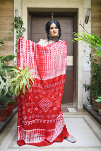 Hibiscus Red Modal Silk Saree