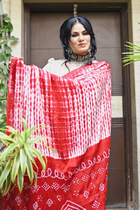 Hibiscus Red Modal Silk Saree