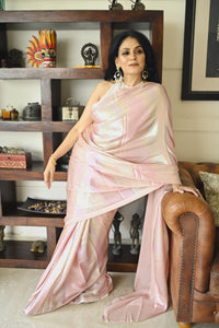 Pink Rainbow Satin Georgette Saree