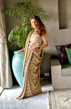 Load image into Gallery viewer, Champagne Satin Silk Saree
