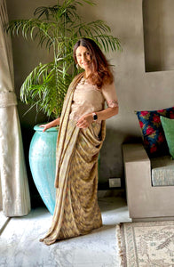 Champagne Satin Silk Saree