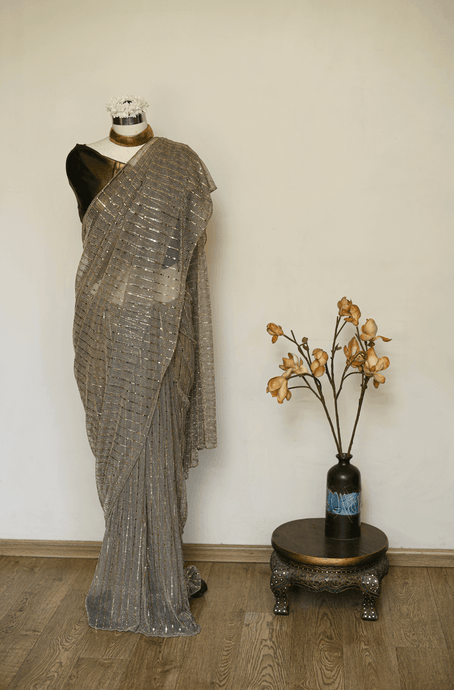 Beige Shimmer Lycra Saree