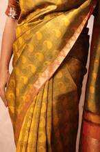 Load image into Gallery viewer, Olive Green Kanjivaram Saree
