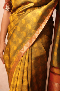 Olive Green Kanjivaram Saree