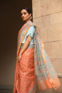 Coral Kota Silk Saree