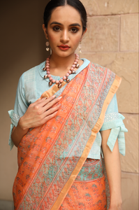 Coral Kota Silk Saree