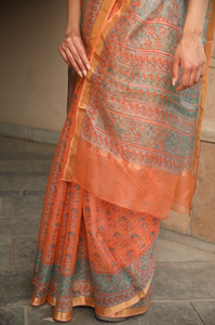 Coral Kota Silk Saree