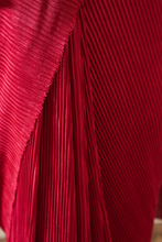 Load image into Gallery viewer, Pleated Cherry Red Lycra Silk Saree
