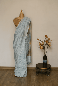 Ice Blue Bandhini Chanderi Saree