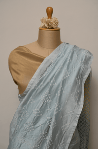 Ice Blue Bandhini Chanderi Saree