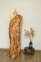 Load image into Gallery viewer, 3D Orange Silk Organza Saree
