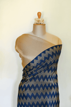 Load image into Gallery viewer, Chevron Sapphire and Gold Pleated Saree

