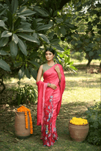 Load image into Gallery viewer, Crimson Glow Half-and-Half Saree
